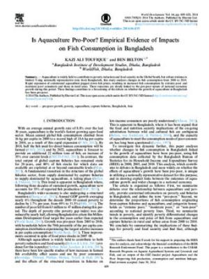 Is Aquaculture pro-poor? Empirical evidence of impacts on fish consumption in Bangladesh