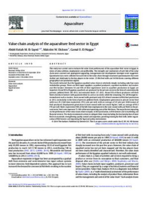 Value chain analysis of the aquaculture feed sector in Egypt