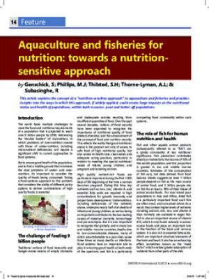 Aquaculture and fisheries for nutrition: Towards a nutrition-sensitive approach