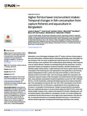 Higher fish but lower micronutrient intakes: Temporal changes in fish consumption from capture fisheries and aquaculture in Bangladesh