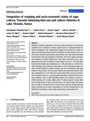 Integration of mapping and socio-economic status of cage culture: Towards balancing lake-use and culture fisheries in Lake Victoria, Kenya