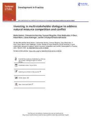 Investing in multi-stakeholder dialogue to address natural resource competition and conflict