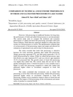 Comparison of technical and economic performance of fresh and salted fish processors in Lake Nasser