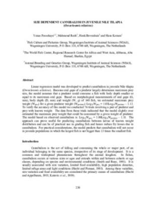Size dependent cannibalism in juvenile Nile tilapia (Oreochromis niloticus)