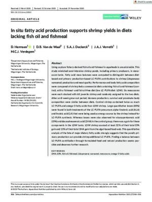In situ fatty acid production supports shrimp yields in diets lacking fish oil and fishmeal