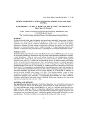 Genetic improvement and dissemination of rohu (labeo rohita, Ham.) in India