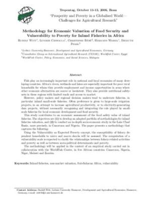 Methodology for economic valuation of food security and vulnerability to poverty for inland fisheries in Africa
