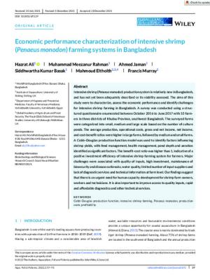 Economic performance characterization of intensive shrimp (Penaeus monodon) farming systems in Bangladesh