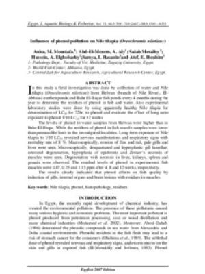Influence of phenol pollution on Nile tilapia (Oreochromis niloticus)