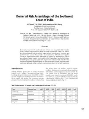 Demersal fish assemblages of the Southwest Coast of India