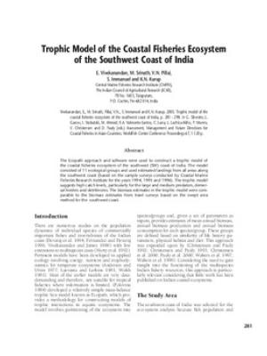 Trophic model of the coastal fisheries ecosystem of the southwest coast of India