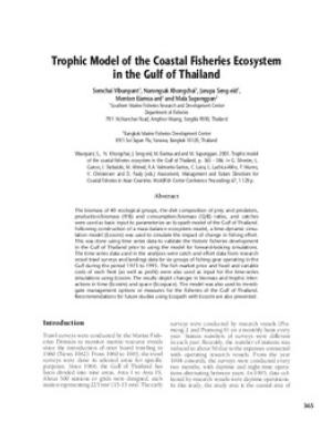 Trophic model of the coastal fisheries ecosystem in the Gulf of Thailand