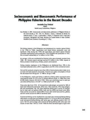 Socioeconomic and bioeconomic performance of Philippine fisheries in the recent decades