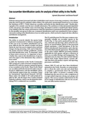 Sea cucumber identification cards: an analysis of their utility in the Pacific