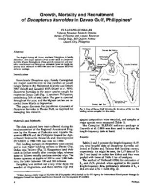 Growth, mortality and recruitment of Decapterus kurroides in Davao Gulf, Philippines