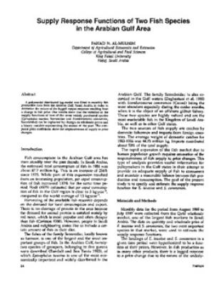 Supply response functions of two fish species in the Arabian Gulf area