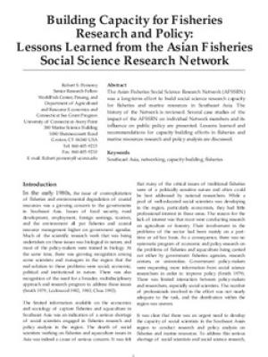 Building capacity for fisheries research and policy: lessons learned from the Asian fisheries social science research network