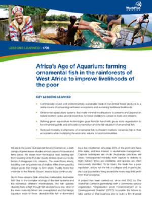 Africa's age of aquarium: farming ornamental fish in the rainforest of West Africa to improve livelihoods of the poor