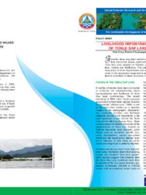 Livelihood importance and values of Tonle Sap Lake fisheries