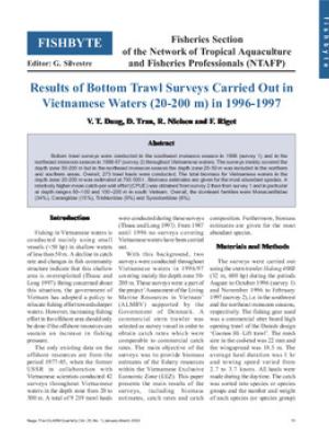 Results of bottom trawl surveys carried out in Vietnamese waters (20-200 m) in 1996-1997