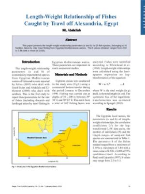 Length-weight relationship of fishes caught by trawl off Alexandria, Egypt