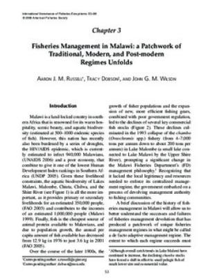 Fisheries management in Malawi: a patchwork of traditional, modern, and post-modern regimes unfolds