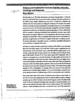 Science and sustainable food and nutrition security: challenge and response