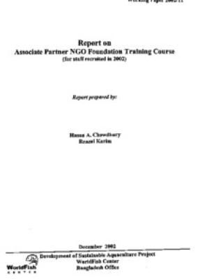Report on associate partner NGO foundation training course: (for staff recruited in 2002)
