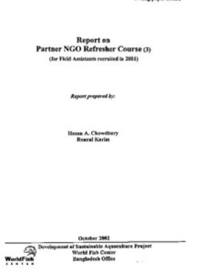 Report on partner NGO refresher course (3): (for field assistants recruited in 2001)
