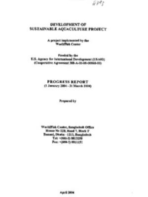 Development of sustainable aquaculture project: work plans for FY 2004