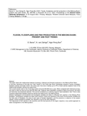 Floods, floodplains and fish production in the Mekong basin: present and past trends