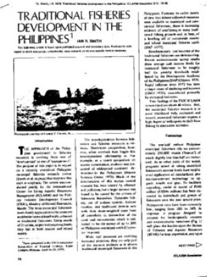 Traditional fisheries development in the Philippines