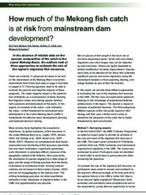 How much of the Mekong fish catch is at risk from mainstream dam development?