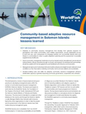 Community-based adaptive resource management in Solomon Islands: lessons learned