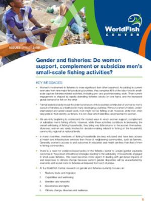 Gender and fisheries: do women support, complement or subsidize men's small-scale fishing activities?