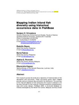Mapping Indian inland fish diversity using histoical occurrence data in Fishbase