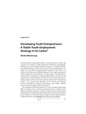Developing youth entrepreneurs: a viable youth employment strategy in Sri Lanka?