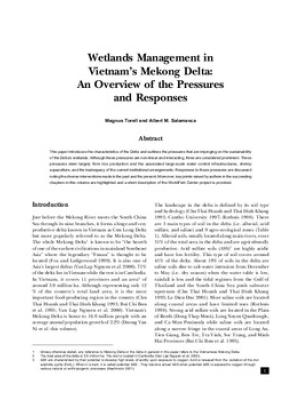 Wetlands management in Vietnam's Mekong Delta: an overview of the pressures and responses