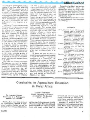 Constraints to aquaculture extension in rural Africa