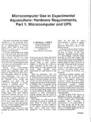 Microcomputer use in experimental aquaculture: hardware requirements, part 1: microcomputer and UPS