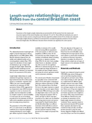 Length-weight relationships of marine fishes from the central Brazilian coast