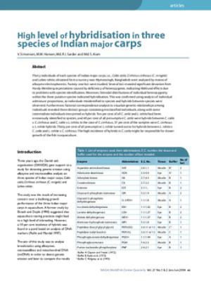 High level of hybridisation in three species of Indian major carps