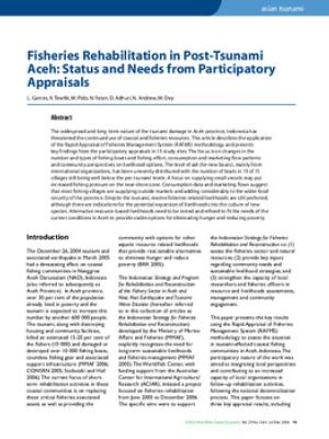 Fisheries rehabilitation in post-tsunami Aceh: Status and needs from participatory appraisals