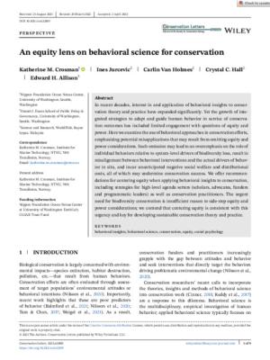 An equity lens on behavioral science for conservation