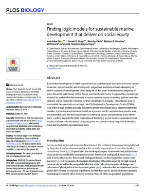 Finding logic models for sustainable marine development that deliver on social equity