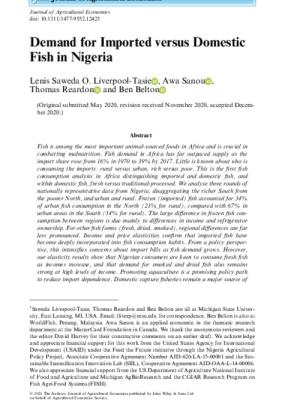 Demand for imported versus domestic fish in Nigeria