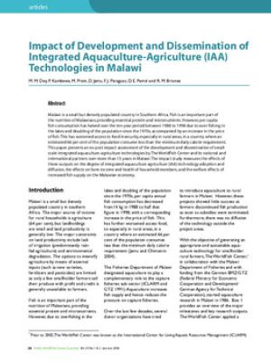 Impact of development and dissemination of Integrated Aquaculture-Agriculture (IAA) Technologies in Malawi