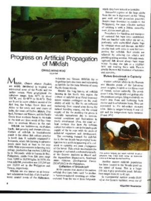 Progress on artificial propagation of milkfish