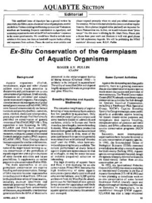 Ex-situ conservation of the germplasm of aquatic organisms