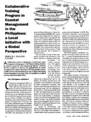 Collaborative training program in coastal management in the Philippines: a local initiative with a global perspective